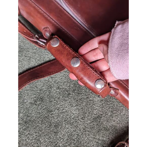 I Medici Italian Leather 2-Way Briefcase Shoulder Bag Red Brown Made in Italy - Picture 7 of 14